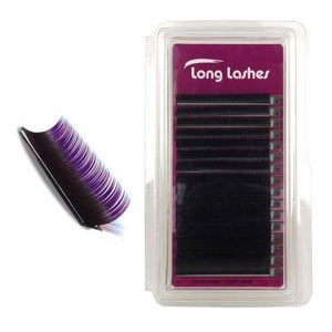 Long Lashes Műszempilla, 3D (szálas), J-íves, vékony (0.15mm), színátmenetes, lila, MIX | LLJ315000.3
