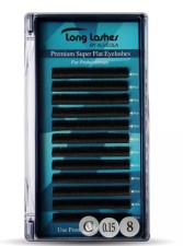 Long Lashes Műszempilla, 3D (szálas), C-íves, Premium Super Flat, vékony (0.15mm), fekete 8mm LLSFC7150008