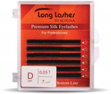 Long Lashes Műszempilla, 3D (szálas), D-íves, Extreme Volume, Selyem, 0.05mm, fekete 7mm LLEVSD8050007