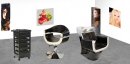 Stella Black & White fejmosó + szék + eszközkocsi akciós szett - fehér-fekete-fehér - SZÁLLÍTÁS CSAK ŐSSZEL