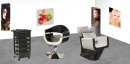 Stella Black & White fejmosó + szék + eszközkocsi akciós szett - fekete-fehér-fekete MIX