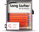 Long Lashes Műszempilla, 3D (szálas), C-íves, hajszálvékony (0.07mm), pink, MIX