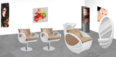 Stella Szalon szett - barna- fehér (1fejmosó, 2 szék, 1 tükrös munkahley) | STBARNASZETT190717A