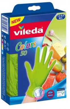 Vileda Colors egyszerhasználató Nitril púdermentes kesztyű M/L zöld | VILCOLMLZ