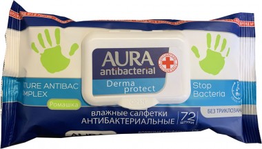 Aura Derma Protect antibakteriális törlő kendő | HT7828