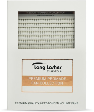 Long Lashes Műszempilla szálak, D-íves, 5D Premium Promade Fans, 0.05mm, fekete, MIX | LLPRO5DD0500