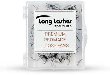Long Lashes Műszempilla szálak, D-íves, 4D Premium Promade Fans, 0.07mm, fekete | LLPRO4DD0700000