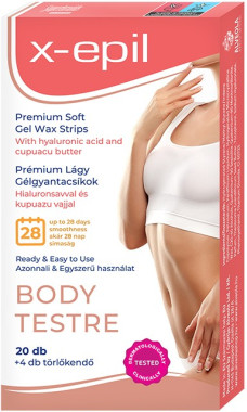 X-Epil Hidratáló gélgyantacsíkok hialuronnal testre - 20db | XE9223