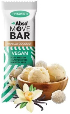 Abso MOVE BAR 35g - Vaníliás-kókuszgolyó ízű vegán fehérjeszelet | AbsoBARMOVEVA02