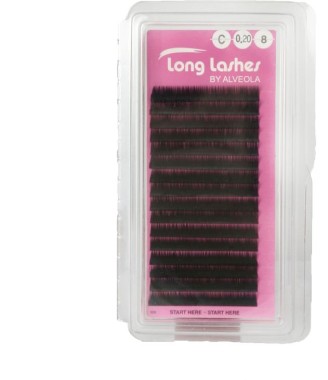 Long Lashes Műszempilla, 3D (szálas), C-íves, vastagabb (0.20mm), fekete | LLC8200008