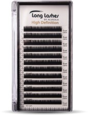 Long Lashes Műszempilla, 3D (szálas), C-íves, vékony (0.15mm), fekete, HighDefinition - 10mm