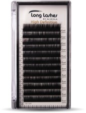 Long Lashes Műszempilla, 3D (szálas), C-íves, vékony (0.15mm), fekete, HighDefinition - 12mm