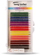 Long Lashes Műszempilla, 3D (szálas), C-íves, vékony (0.15mm), színes - multicolor (10 színt tartalmaz) -  | LLC31510000000