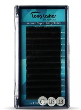 Long Lashes Műszempilla, 3D (szálas), C-íves, Premium Super Flat, vékony (0.15mm), fekete 13mm LLSFC7150013