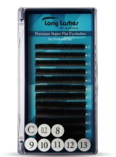 Long Lashes Műszempilla, 3D (szálas), C-íves, Premium Super Flat, vastagabb (0.20mm), fekete, MIX - 8-9-10-11-12-13 mm-es szálakat tartalmaz