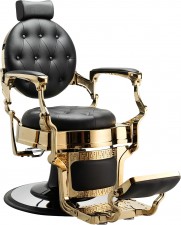 HAIRWAY Férfi fodrászszék - barber szék - ROMEO - arany-fekete - borbélyszék / Barber szék | HW56258-GOLD