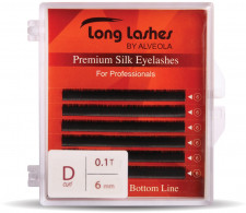 Long Lashes Műszempilla, 3D (szálas), D-íves, Extreme Volume, Selyem, 0.10mm, fekete 6mm LLEVSD8100006