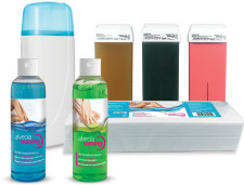 Alveola Waxing Gyantázó szett gyantamelegítővel - Mono melegítő, 3x100ml gyanta, lemosó, nyugataó gél, papír | AW80002