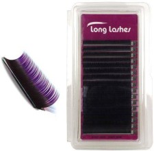 Long Lashes Műszempilla, 3D (szálas), C-íves, vékony (0.15mm), színátmenetes, lila, MIX - 8,10,12,14 mm-es szálakat tartalmazó szett - Double Color