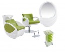 Stella Szalon szett - zöld- fehér (1fejmosó, 2 szék, 2 tükör, 1 eszközkocsi) - 