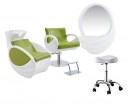 Stella Szalon szett - zöld- fehér (1fejmosó, 1 szék, 1 tükör, 1 ülőke) - 